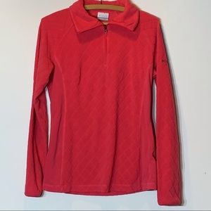 EUC Columbia Sportswear Pink Quilted Fleece Quarter Zip Pullover‎ Sweatshirt